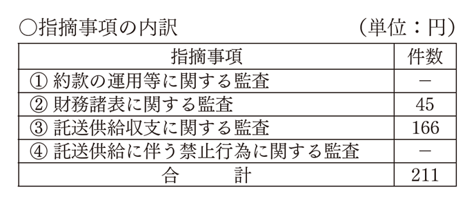指摘事項の内訳