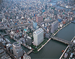 上空から見た街の景色