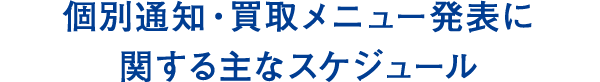個別通知・買取メニュー発表に関する主なスケジュール