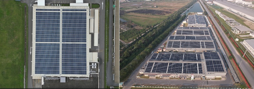 These are photographs of solar panels installed at the Thang Long Industrial Park in Viet Nam.